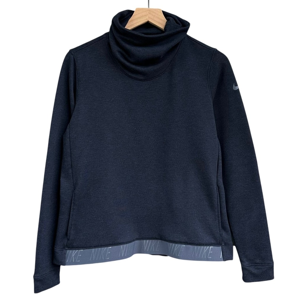Nike Dri-FIT Women Navy Blue Funnel Neck Training Sweatshirt Size Medium